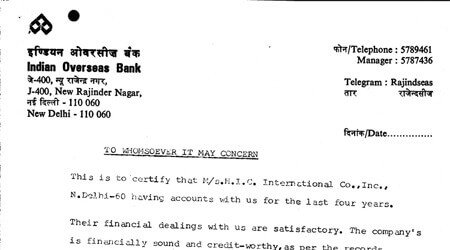Solvency Certificate