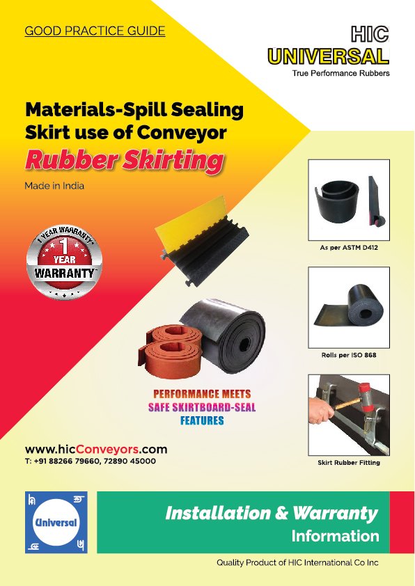 RUBBER SKIRTING Conveyor Skirtboard Feed Chute Sealing Installation