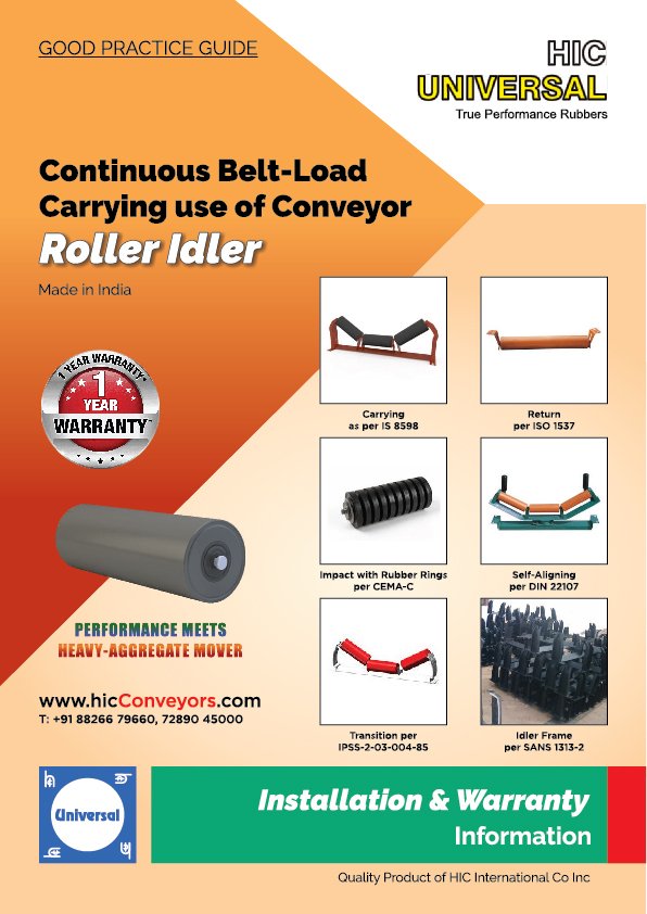 ROLLER IDLER Conveyor Frame Carrying Return Impact Installation