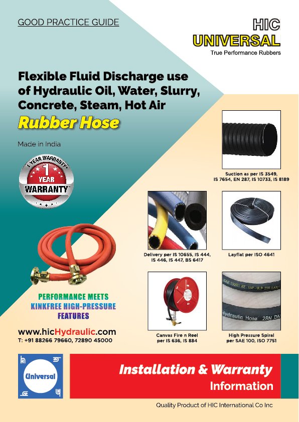 RUBBER HOSE Water Concrete Steam Hot Air Slurry Installation